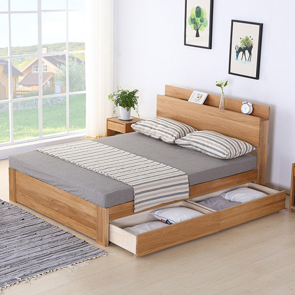 Mẫu giường gỗ công nghiệp có ngăn kéo tiện ích